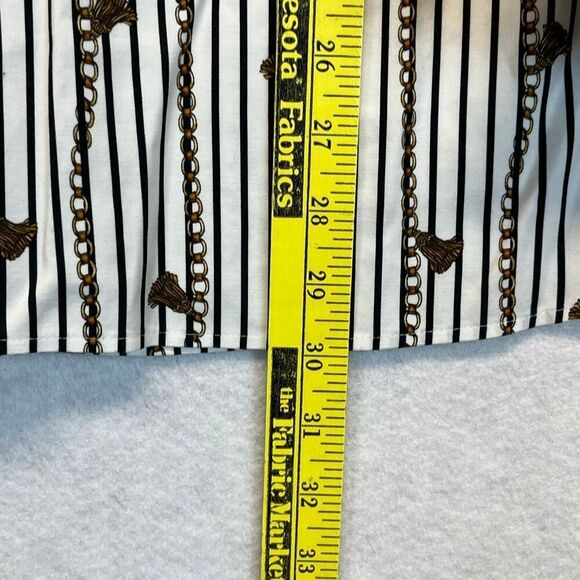 CHICO’S Women’s Button Down Shirt Size 1 (8) White Black Chain Tassel Print - Picture 6 of 9